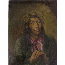 Early interesting oil on board painting entitled