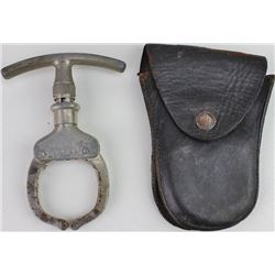 Antique law mans Iron Claw single hand cuff