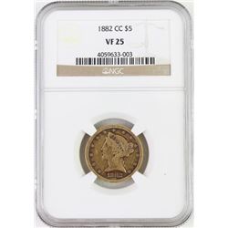 1882 CC 5$ gold coin slabbed and graded