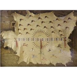 Nicely accomplished hide painting on elk