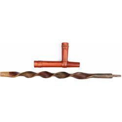 Large plains catlinite pipe and twisted stem