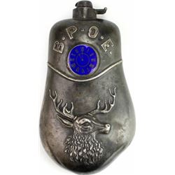 Antique sterling silver Elks whiskey flask