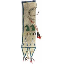 1890's Cheyenne beaded pictorial tab bag