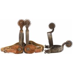 Two pair unmarked spurs, one pair