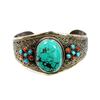 Image 1 : Sterling Silver .925 Turquoise w/ Red Coral Cuff Bangle