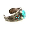 Image 2 : Sterling Silver .925 Turquoise w/ Red Coral Cuff Bangle