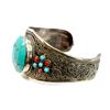 Image 3 : Sterling Silver .925 Turquoise w/ Red Coral Cuff Bangle