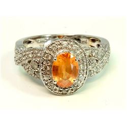 Spessartite 4.73Ct / Diamond 0.48Ct  / 14K White Gold Ring 4.73 Gram