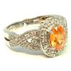 Image 3 : Spessartite 4.73Ct / Diamond 0.48Ct  / 14K White Gold Ring 4.73 Gram