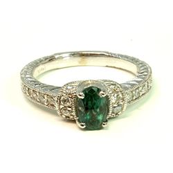 Alexandrite 1.40CT 14K White Gold Ring 5.66 Gram Diamond 0.34CT