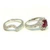 Image 3 : Ruby 1.68Ct / Diamond 1.80Ct / 14K White Gold 2pcs Rings 6.44 Gram