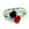 Image 1 : Ruby 1.11CT / Blue Sapphire 1.19CT / Diamond 0.29CT / 14K White Gold Ring 8.68 Gram