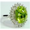 Image 2 : PERIDOT 15.23CT / DIAMOND 0.90CT / 14k WHITE GOLD RING 5.68GRAM