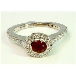 Ruby 0.98CT  / Diamond 1.11 Ct / 14K White Gold Ring 5.15 Gram