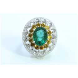 Natural Emerald 3.64ct   Yellow sapphire 1.55ct  Diamond 0.89ct