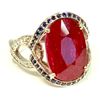 Image 1 : Ruby 8.45Ct / Blue Sapphire 0.43Ct / Diamond 0.40CT / 14K White Gold Ring 5.82 Gram