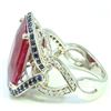 Image 3 : Ruby 8.45Ct / Blue Sapphire 0.43Ct / Diamond 0.40CT / 14K White Gold Ring 5.82 Gram