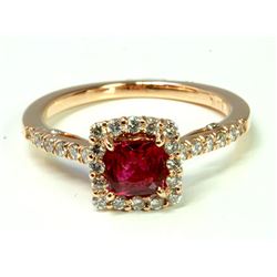 Ruby 0.92CT / Diamond 0.54Ct / 14K Rose Gold Ring 3.01 Gram