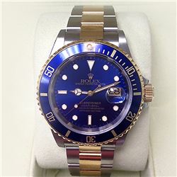 40mm Gents Rolex 18k Gold & Stainless Steel Oyster Perpetual Submariner Watch. Blue Dial. 18k Yellow
