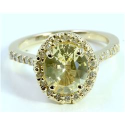Natural Yellow Ceylon  Sapphire 2.11ct  / Diamond 0.25ct / 14K Yellow Gold 3.63gram