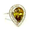 Image 2 : Sphene Pear shape 6.20CT / Diamond 0.63CT  14K White Gold Ring 5.67 Gram