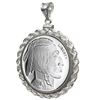 Image 1 : 2014 1/2 oz Silver Buffalo Round Pendant (Rope-ScrewTop Bezel)