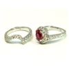 Image 2 : Ruby 1.68Ct / Diamond 1.80Ct / 14K White Gold 2pcs Rings 6.44 Gram