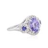 Image 2 : 14KT White Gold 3.07 ctw Tanzanite, Sapphire and Diamond Ring