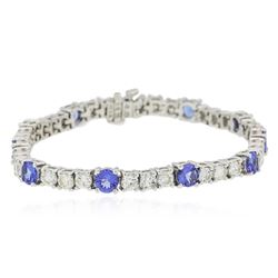 14KT White Gold 5.20 ctw Tanzanite and Diamond Bracelet