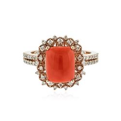 14KT Rose Gold 4.83 ctw Coral and Diamond Ring