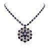 Image 1 : 14KT White Gold 71.36 ctw Sapphire and Diamond Necklace