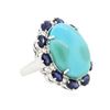 Image 2 : 14KT White Gold 11.82 ctw Turquoise and Sapphire Ring