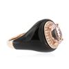Image 2 : 10KT Rose Gold 1.64 ctw Morganite, Onyx and Diamond Ring