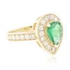 Image 2 : 14KT Yellow Gold 1.34 ctw Emerald and Diamond Ring