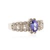 Image 2 : 14KT White Gold 0.59 ctw Tanzanite and Diamond Ring