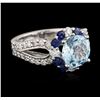 Image 2 : 14KT White Gold 3.24 ctw Topaz, Sapphire and Diamond Ring
