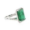 Image 2 : 14KT White Gold 9.35 ctw Emerald and Diamond Ring