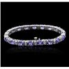 Image 2 : 14KT White Gold 15.39 ctw Tanzanite and Diamond Bracelet