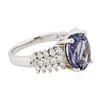 Image 2 : 14KT White Gold 3.73 ctw Tanzanite and Diamond Ring