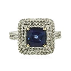 14KT White Gold 2.90 ctw Sapphire and Diamond Ring