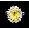 Image 1 : 14KT White Gold GIA Certified 3.35 ctw Yellow Sapphire and Diamond Ring