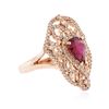 Image 2 : 14KT Rose Gold 1.78 ctw Ruby and Diamond Ring