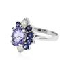 Image 2 : 14KT White Gold 1.90 ctw Tanzanite, Sapphire and Diamond Ring
