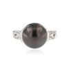 Image 1 : 18KT White Gold Pearl and Diamond Ring