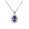 Image 2 : 14KT White Gold 5.59 ctw Tanzanite and Diamond Pendant With Chain