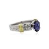 Image 2 : Platinum 1.84 ctw Sapphire and Diamond Ring