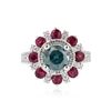 Image 1 : 14KT White Gold 1.89 ctw Fancy Blue Diamond and Ruby Ring