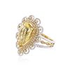 Image 2 : 14KT Two-Tone Gold 5.89 ctw Yellow Beryl and Diamond Ring