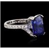 Image 2 : 14KT White Gold 5.67 ctw Tanzanite and Diamond Ring