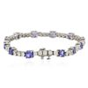 Image 2 : 14KT White Gold 6.48 ctw Tanzanite and Diamond Tennis Bracelet